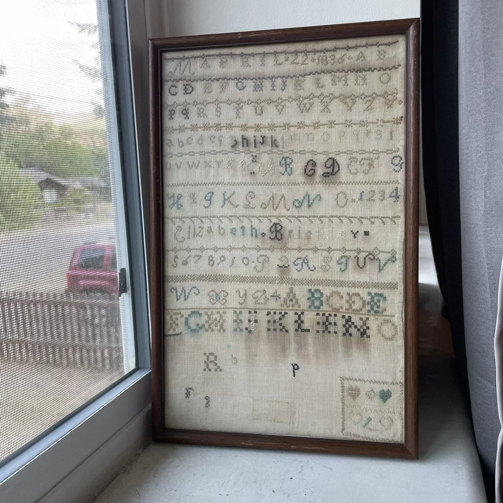 Rare 1836 Antique American Schoolgirl Sampler- Elizabeth Brickley Signed & Dated